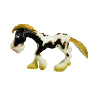 Funny Animal Brown And White Horse With Blue Eyes Toy Figurine ￼